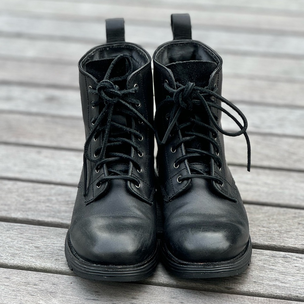 Cole Haan black lace up boot